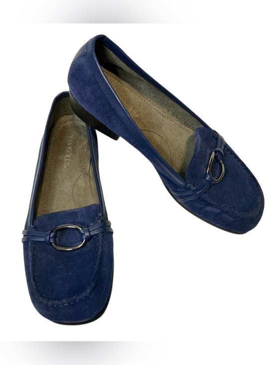 AEROSOLES Shoes - Aerosoles DUBOIS Blue Suede Leather Loafers Women’s Sz 9M Horsebit Comfort Flats